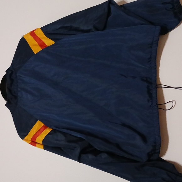 Charlotte Russe Blue Yellow Orange Windbreaker zippered large Pockets collar - Picture 2 of 6
